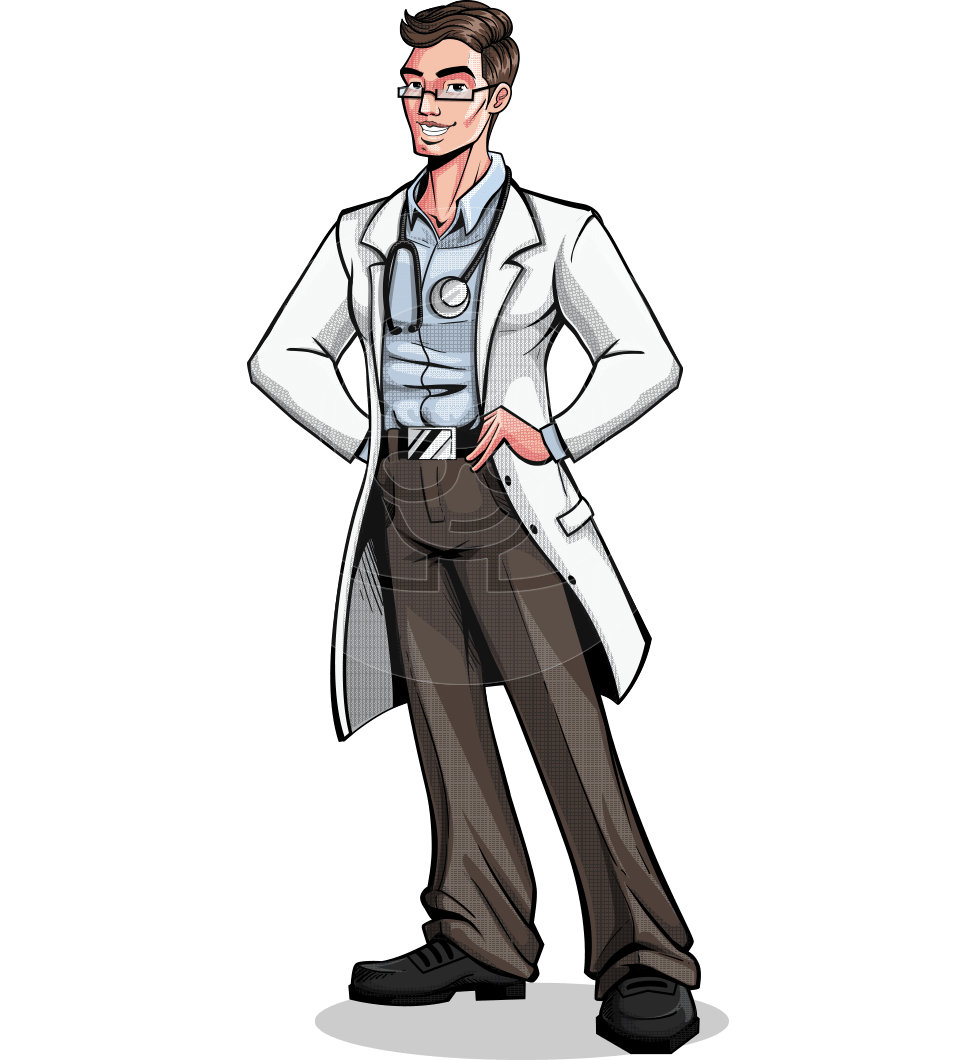 Comics Style Male Doctor Cartoon Character